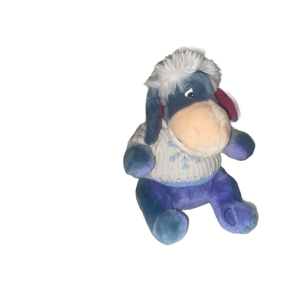 Disney Store Eeyore Snowflake Sweater Winter Holiday Christmas Plush Stuffed Toy - Picture 1 of 16